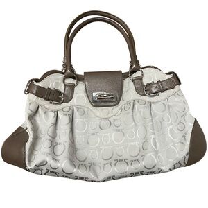 Salvatore Ferragamo Gancini Canvas Leather Handbag Purse